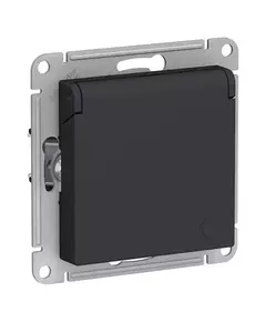 Механизм розетки 1-м СП AtlasDesign 16А IP20 с заземл. защ. шторки с крышкой карбон SchE ATN001046