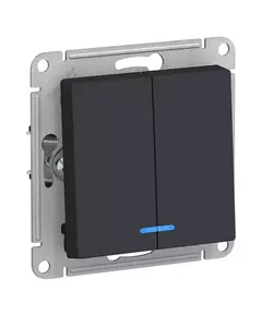 Механизм выключателя 2-кл. СП AtlasDesign 10А IP20 (сх. 5а) 10AX с подсветкой карбон SchE ATN001053