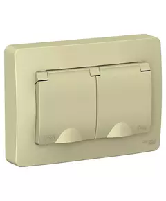Розетка 2-м СП Blanca 16А IP44 250В с заземл. защ. шторки с крышкой беж. SchE BLNRS441127
