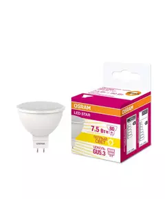 Лампа светодиодная LED STAR MR16 7.5W/830 (замена 75Вт) 7.5Вт пласт. 3000К тепл. бел. GU5.3 700лм 110 град. 220-240В OSRAM 4058075229068