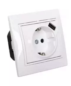 Розетка 1-м СП Мира 16А с з/к + USB разъем бел. LEZARD 701-0202-181