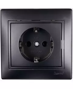 Розетка 1-м СП Мира керам. с заземл.черн. бархат LEZARD 701-4242-122