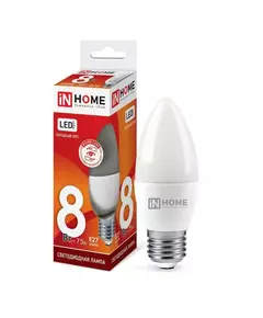 Лампа светодиодная LED-СВЕЧА-VC 8Вт 230В E27 6500К 720лм IN HOME 4690612024820
