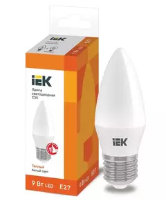 Лампа светодиодная ECO C35 9Вт свеча 3000К E27 230В IEK LLE-C35-9-230-30-E27