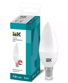 Лампа светодиодная ECO C35 9Вт свеча 4000К E14 230В IEK LLE-C35-9-230-40-E14