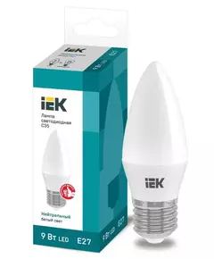 Лампа светодиодная ECO C35 9Вт свеча 4000К E27 230В IEK LLE-C35-9-230-40-E27