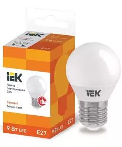 Лампа светодиодная ECO G45 9Вт шар 3000К E27 230В IEK LLE-G45-9-230-30-E27