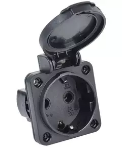 Розетка панельная MAGNUM 2P+PE 16А IP54 РП14-3 с защ. крышкой с заземл. черн. IEK PSN71-016-3-2-54-K02