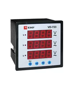 Вольтметр цифровой VD-723 на панель 72х72 трехфазный EKF vd-723