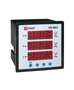 Вольтметр цифровой VD-963 на панель 96х96 трехфазный EKF vd-963