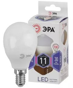 Лампа светодиодная P45-11W-860-E14 шар 880лм ЭРА Б0032990