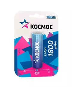 Аккумулятор Li-ion 18650 1800мА.ч без защиты (блист.1шт) Космос KOC18650Li-ion18UBL1