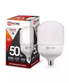 Лампа светодиодная LED-HP-PRO 50Вт 230В 6500К E27 4500Лм с адаптером IN HOME 4690612031125