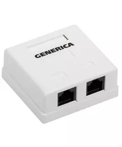 Розетка информационная RJ45 кат.5е UTP 2 порта настенная GENERICA ITK CS2-1C5EU-22-G