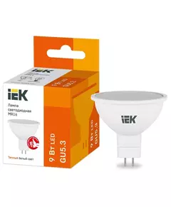 Лампа светодиодная MR16 софит 9Вт 230В 3000К GU5.3 IEK LLE-MR16-9-230-30-GU5