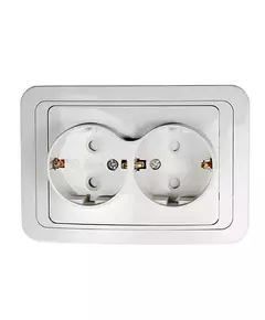 Розетка 2-м CLASSICO защ. шторки с заземл. 2128x бел. ASD / IN HOME 4690612000985