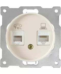 Механизм розетки комп. + телеф.2-м СП Florence RJ11/RJ45 кат.5e беж. 1E20801301 OneKeyElectro 2172794