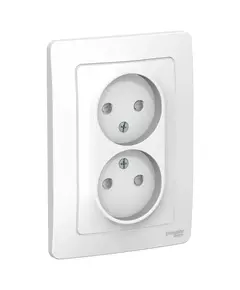 Розетка 2-м СП Blanca 16А IP20 250В без заземл. защ. шторки бел. SchE BLNRS000121