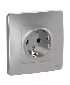Розетка 1-м СП Blanca 16А IP20 250В с заземл. без защ. шторок алюм. SchE BLNRS001013