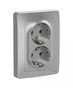 Розетка 2-м СП Blanca 16А IP20 250В с заземл. без защ. шторок алюм. SchE BLNRS001023