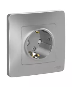 Розетка 1-м СП Blanca 16А IP20 250В с заземл. защ. шторки алюм. SchE BLNRS001113