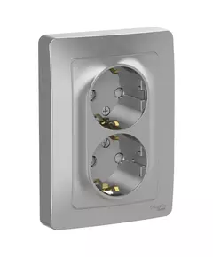 Розетка 2-м СП Blanca 16А IP20 250В с заземл. защ. шторки алюм. SchE BLNRS001123