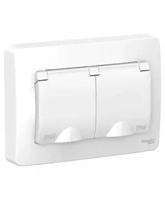 Розетка 2-м СП Blanca 16А IP44 250В с заземл. защ. шторки с крышкой бел. SchE BLNRS441121
