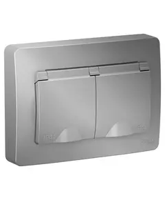 Розетка 2-м СП Blanca 16А IP44 250В с заземл. защ. шторки с крышкой алюм. SchE BLNRS441123
