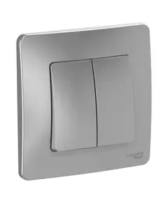 Выключатель 2-кл. СП Blanca 10А IP20 (сх. 5) 250В алюм. SchE BLNVS010503