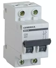Выключатель автоматический модульный 2п C 20А 4.5кА ВА47-29 GENERICA IEK MVA25-2-020-C