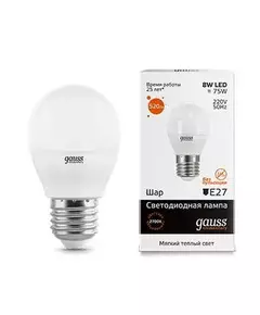 Лампа светодиодная Elementary Globe E27 8Вт 3000К Gauss 53218