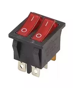 Выключатель клавишный 2-м 250В 15А (6с) ON-OFF красн. с подсветкой (RWB-511 SC-797) Rexant 36-2410