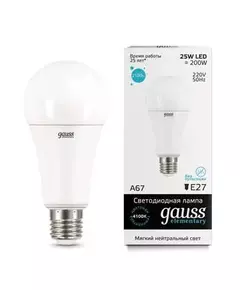 Лампа светодиодная Elementary A67 25Вт E27 4100К Gauss 73225