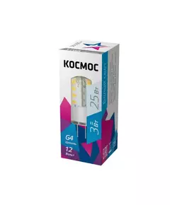 Лампа светодиодная 3Вт 12В G4 4500К КОСМОС LksmLED3wJCG412v45