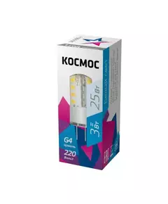 Лампа светодиодная 3Вт 220В G4 4500К КОСМОС LksmLED3wJCG4220v45