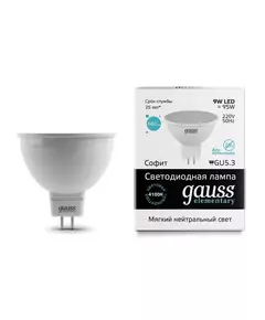 Лампа светодиодная Elementary MR16 GU5.3 9Вт 4100К Gauss 13529