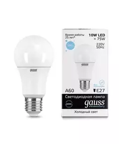Лампа светодиодная Elementary A60 10Вт E27 6500К Gauss 23230