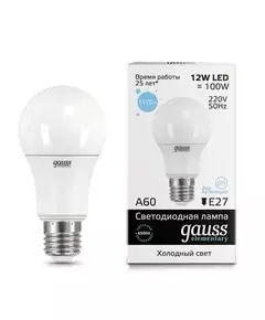 Лампа светодиодная Elementary A60 12Вт E27 6500К Gauss 23232