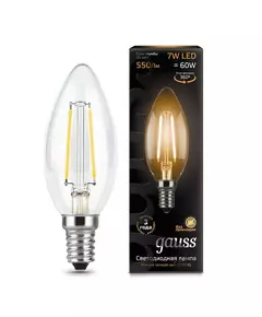 Лампа светодиодная филаментная Black Filament 7Вт свеча 2700К E14 Gauss 103801107