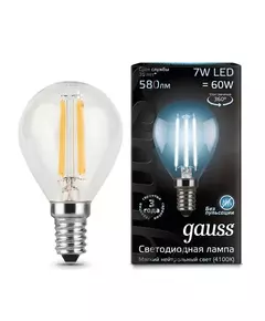 Лампа светодиодная филаментная Black Filament 7Вт шар 4100К E14 Gauss 105801207