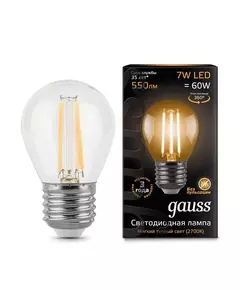 Лампа светодиодная филаментная Black Filament 7Вт шар 2700К E27 Gauss 105802107