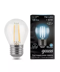 Лампа светодиодная филаментная Black Filament 7Вт шар 4100К E27 Gauss 105802207