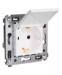Розетка 1-м СП 2мод. Avanti "Белое облако" 16А IP41 2P+E защ. шторки с крышкой бел. DKC 4400013
