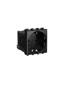 Розетка 1-м 2мод. Avanti "Черный квадрат" 16А IP20 2P+E защ. шторки черн. DKC 4402002