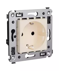 Розетка 1-м СП 2мод. Avanti "Ванильная дымка" 16А IP20 2P+E защ. шторки беж. DKC 4405003