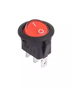 Выключатель клавишный круглый 12В 20А (3с) ON-OFF красн. с подсветкой (RWB-214) Rexant 36-2585