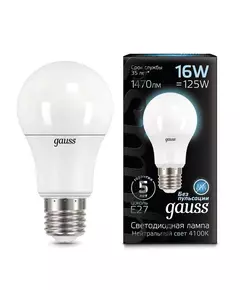 Лампа светодиодная Black A60 16Вт E27 4100К Gauss 102502216