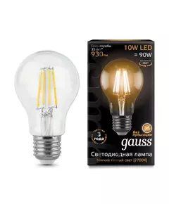 Лампа светодиодная филаментная Black Filament 10Вт A60 2700К E27 Gauss 102802110