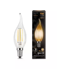 Лампа светодиодная филаментная Black Filament 9Вт свеча на ветру 2700К E14 Gauss 104801109