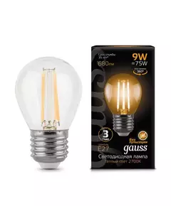 Лампа светодиодная филаментная Black Filament 9Вт шар 2700К E27 Gauss 105802109